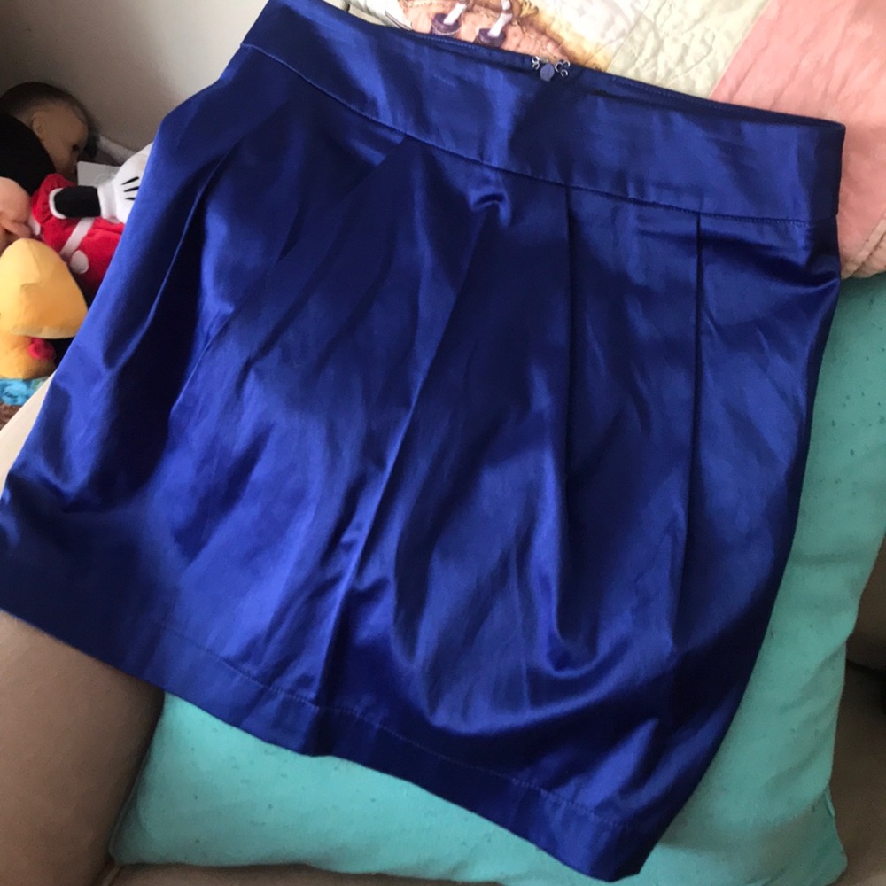 Royal Blue Pleated Mini Skirt